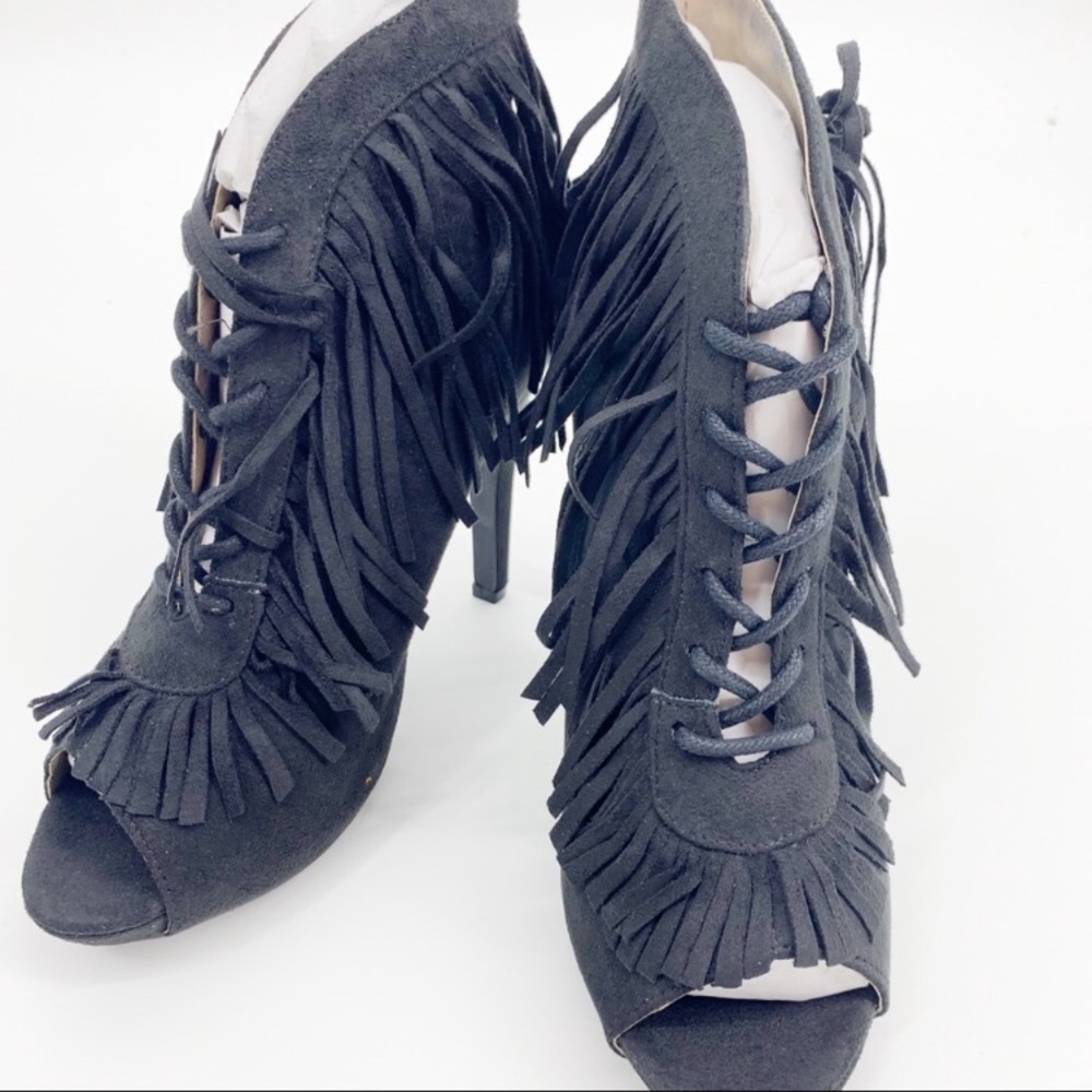 Luichiny pumped up fringe booties boots suede